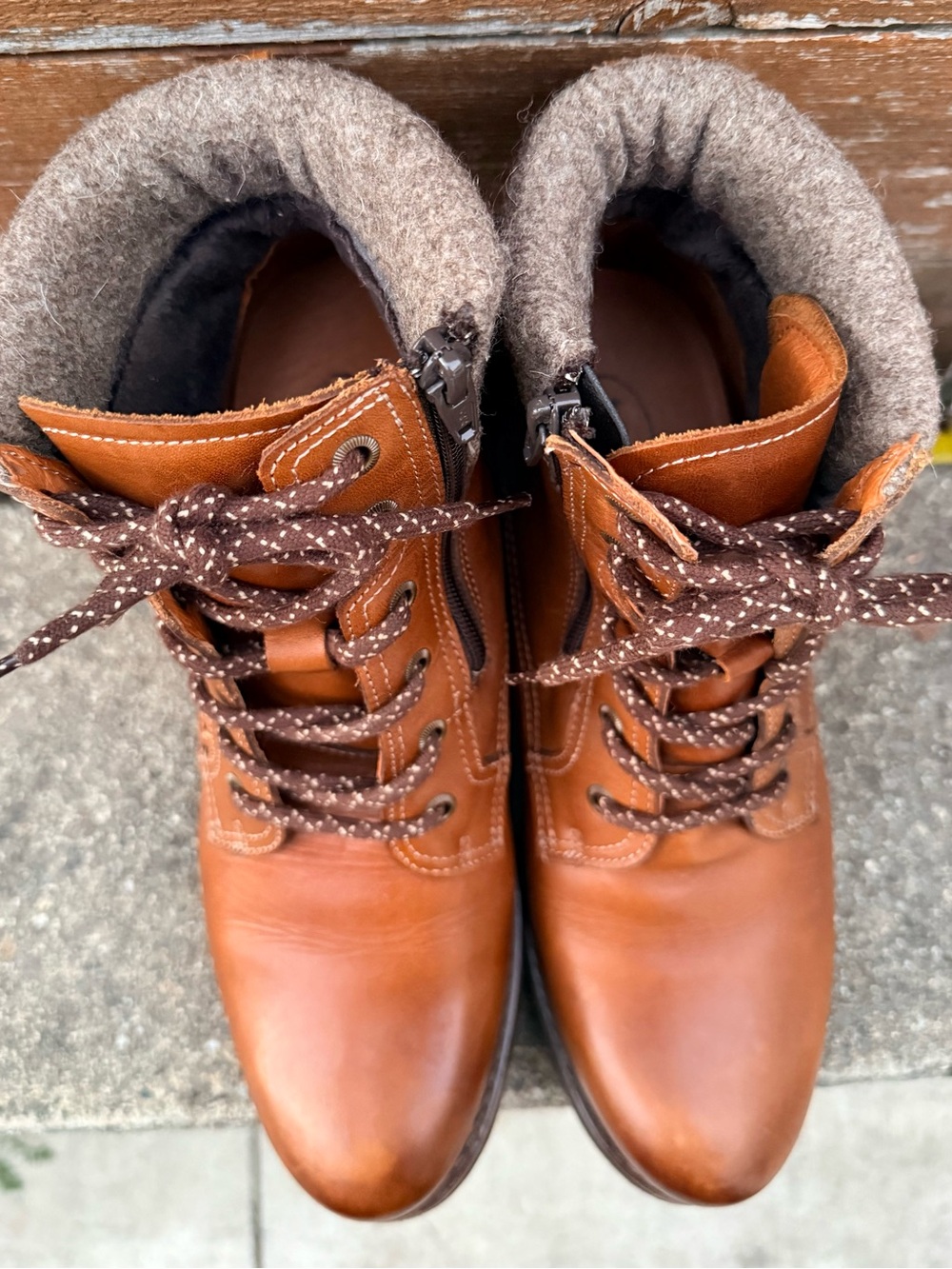 Taos Cutie Boots Women 41 /10-10.5 Casual Lace Up & Zip Ankle Boot Brown Leather - Picture 6 of 10